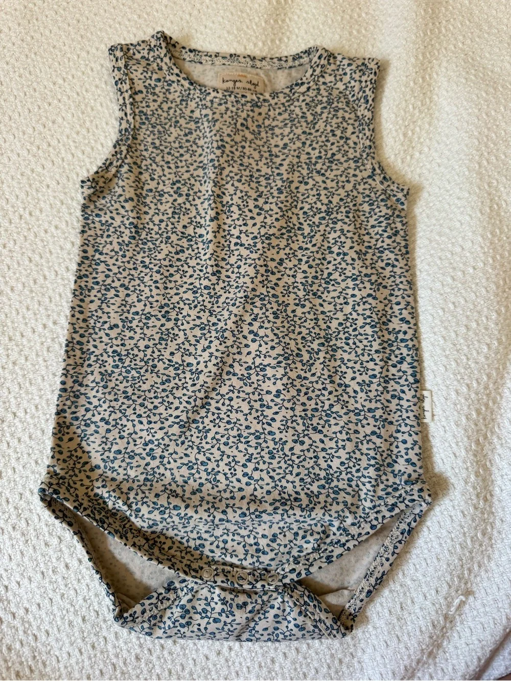 Konges Slojd Organic Cotton Blue Floral Sleeveless Baby Bodysuit